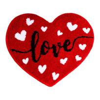 Valentine Day Bathroom Rug Non-slip Heart-Shaped Bath Mat Soft Washable Love Shape Shower Mat Bathroom Decoration 60cm B