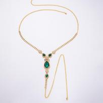 Green Rhinestone Bikini and Body Chain - Sexy European and American Design