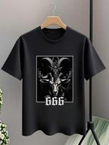 Graphic Retro Unisex's Tshirt Goat 666 Demon Baphomet Satanic Occult L