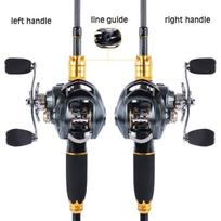 Anglies pluošto meškerės ir meškerės rinkinys 7.0:1 didelės spartos jaukų ritės, patvarus žvejybos rinkinys 1.8mRod Left hand reel
