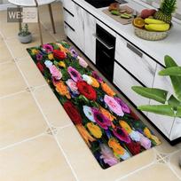 3D gėlių kilimėlis virtuvės kilimėlis Neslystantis gėlių kilimas miegamajam Minkštas vonios grindų kilimėlis atminties putplasčio tualeto kilimėlis 40x60cm black