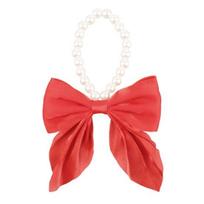 Pet Cat Dog Collar Lovely Red/Black Large Bow Collar Elastic Faux Pearl Necklace Pet Fashion Neck Decorative Accessories for Kitten Puppy raudona