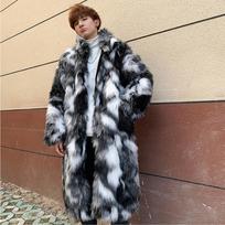 Autumn and Winter Fur Coat Men's Warm Thickened Leather Coat Fashion Casual Long Coat Street Loose Jacket S