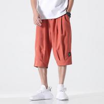 Plus Size Summer Harem Pants Men Short Joggers Chinese Style Calf-Length Casual Baggy Pants Male Capris Trousers 8XL 3XL oranžinė