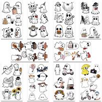 10sheets Halloween Little Ghost Tattoo Stickers For Arm Hand Body Fake Waterproof Tattoo Stickers Kids Festival Party Gifts