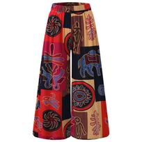 Women's Wide Leg Boho Harem Pants Gypsy Hippie Indian Thailand Bohemian Palazzo Pants Smocked Waist Aladdin Trousers Shirt XXXXXL