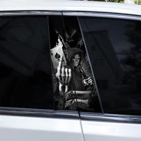 2 vnt. Baisus kaukolės automobilio lipdukas Automobilio B stulpelio viniliniai lipdukai „Pasidaryk pats“ Automobilio durų stulpelio lipdukai Vandeniui atsparus saulės apsaugos vinilinis lipdukas