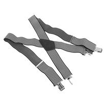 Men Suspenders 2in Wide Vertical Stripe Style X Back Thick Stretchable Men Dress Suspenders for