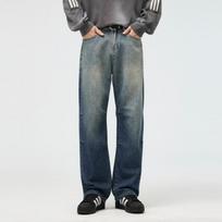 New Gradient Blue Wide-leg Straight Jeans for Men's Retro Straight Basic Simple and Versatile 28