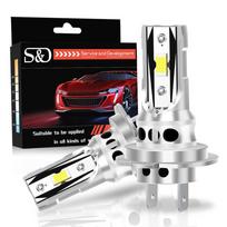 2 vnt. 35000LM H7 LED priekinių žibintų lemputės 70W Mini belaidės CSP automobilio priekinės lempos su ventiliatoriumi automatinės diodinės lempos H7 Turbo LED automobilių žibintai Canbus 12V 6500K H7
