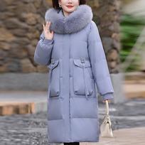 Real Fur Collar Middle Age Women Winter Down Jackets Vintage Parkas Hooded Elegant Thick Warm Down Coats Woman Overcoat XL