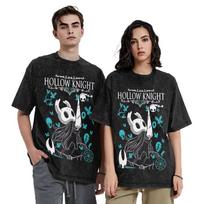 Fashion Vintage Men and Women's T-shirt Hollow Knight Print T-shirt Loose Short Sleeve Street Wear Summer Casual Kids Tops Clothing 100