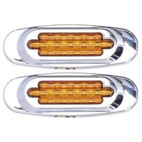 Poros 16 LED galiniai žibintai, chromuotos apdailos šoniniai posūkių rodikliai, automobilio išoriniai žibintai 12V 24V automobiliui, sunkvežimiui, pikapui, geltonas lęšis