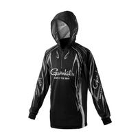Gamakatsu Print Zip Shirt GM3736 2-Way Hoodie, Black/Silver, 5L,