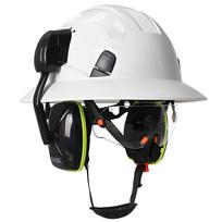 CE Full Brim Hard Hat W/ Built In Goggles Earmuffs Reflective Stickers ANSI Safety Helmets Construction Site Engineer Work Cap
