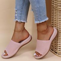 Women's Slides Elastic Band Wide Width Casual Summer Sandals Flats Comfortable Oversized 39