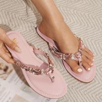 Women Sandals Size 12 Wide Width Women Shoes Fashion Flat Flip Flops With Diamonds Slippers Round Toe Flip SandáLias Femininas 39
