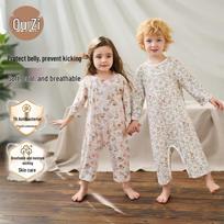 Ouyun Kids' Summer Pure Cotton One-Piece Pajamas 130