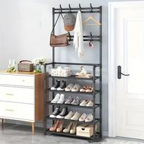 Multifunctional Floor Standing Coat Rack with 5-Tier Shoe Rack 60cm for Bedroom Hallway one size