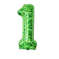 Inch Giant Green Pixel Grid Miner Themed Digital Aluminum Foil Balloons 0-9 Can Be Used Birthday Anniversary Parties 40 for and Round Sensory 40inch