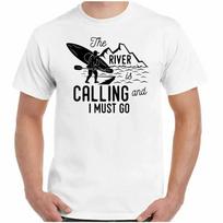 Canoeing T-Shirt Canoe Kayak Kayaking River Is Calling Mens Funny Boat Top S
