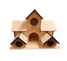 Wooden Bird House Cage Natural Wood Outdoor Hanging Nesting Shelter for Hummingbird Garden Patio Decoration