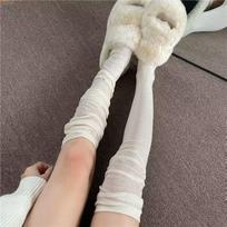 Girl Textured Cotton Layered Thigh High Socks Sheer Lightweight Solid Color Over Knee Stockings with Ruffle Detail  Seamless Toe One Size