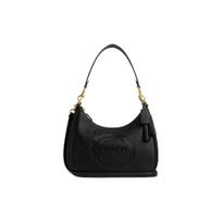 Coach Teri 29 Embossed Logo Tag Tassel Hardware Zipper Closure Leather Underarm Crossbody Shoulder Bag Large Women bags Black CM085-IMBLK Basic Set (Bag+Dust Bag)