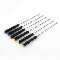 6 Pcs Fondue Fork Grilling Set Muddler Reusable Fruit Forks Bbq Fork Dipping Plastic/Wood + Stainless Steel For Cocktails Set