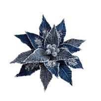 Faux Velvet Artificial Xmas Flower Large Size Vibrant Colors Festive Glitter Flower Merry Christmas High-grade mėlyna