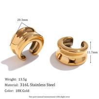 MamacitaSlay 316L Stainless Steel Wide Ear Clip Party Waterproof Jewelry Women's Classic Simple 18K Gold Plated Earrings Gift