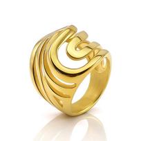 Fashion Wide Big Punk Rings for Women Arched Shape Tri color Stainless Steel Rings 2cm Unusual Wedding Party Rings Accessories 6