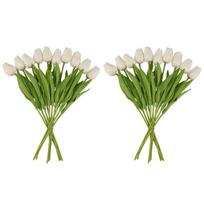 ABUL-20Pcs White 13.8Inch Artificial Tulips Flowers For Party Decoration,Wedding Home Decoration