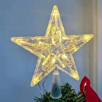 Christmas Glowing Tree Topper Five-pointed Star Transparent LED Shining Lamp Xmas Colorful TopStar Ornaments Navidad Decora