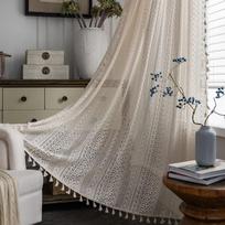 Boho Užuolaidos Nertos Nėriniais Pusiau Skaidrios Bohemiškos Tuščiavidurės Megztos Rankų Darbo Kutai, Užuolaidos Strypui Kišenėle Vintažinės Kaimiškos Sodybos Užuolaidos W150xH45cm&Rod Pocket gray