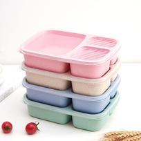 4PC bento snack 3-compartment storage box, reusable food container, suitable for school, work, and travel, 4-piece set (classic