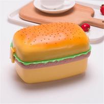 Hamburger Lunch Box Double Tier Cute Burger Bento Box Microwave Food Container Fork Tableware Set