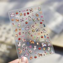 2026 Horse Year Nail Stickers Lovely Pony Bowknot Flower Firework Self Adhesive DIY Manicure Decals
