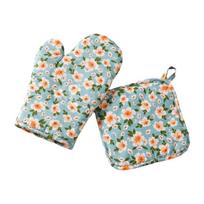 2Pcs Cotton Linen Microwave Oven Gloves Heat Insulation Heat Resistant Baking Gloves Easy-To-Clean with Pothholder