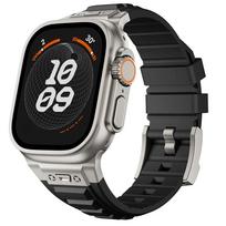Silicone Sports Band for Apple Watch Ultra 1/2 49mm Iwatch Series 9 8 7 6 5 4 Se 3 2 45mm 44mm 42mm Luxury Mecha Style Men Strap For Ultra 1 49mm