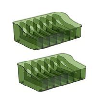 2Pcs Plastic Divided Spice Rack Adjustable Large Capacity Seasoning Storage Box Space Saving Detachable Food Storage Box Pantry