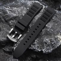 Silikoninis laikrodžio dirželis 20mm 22mm Minkštas vandeniui atsparus guminis laikrodžio dirželis Huawei Watch, Samsung Galaxy dirželiams Greito atsegimo apyrankės 20mm&Silver Buckle