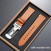 20mm 22mm Handmade Stitching Cowhide Strap with Box 18/19/21mm Matte Leather Watch Band Butterfly Buckle Soft Business Wristband 18mm