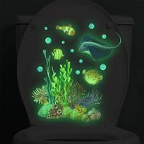 Bathroom Decor Glow in Dark Toilet Stickers Luminous Waterproof WC Toilet Lid Decal DIY Funny Toilet Cover Sticker Restroom žalia