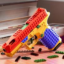 Building Block Toy Gun UZI Model Plastic Dart Blaster with Continuous Firing Shell Ejection DIY Assembly CS Game Toy for Boys