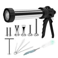 Jerky Gun Kit Stainless Steel 1LB Sausage Stuffer for Ground Meat with 5 Nozzles Dual Function
