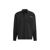 Men's adidas Terrex Voyg Ls s Solid Color Chest Zipper Pocket Detail Long Sleeves Black Shirt HN2038 L