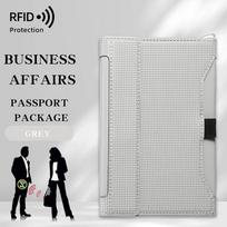 New Solid Color Passport Holder RFID Blocking Leather Travel Card Bag Protector Ticket Slot Clip Travel Document Organizer pilka