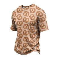 Men's Casual Quick Dry Breathable Mesh Short Sleeve T Shirt Lightweight Round Neck Comfortable Summer Top with All Over Pretzel Print M ruda