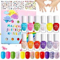 Kids' Nail Polish Set - Peel-off, Water-soluble, Quick-drying Nail Polish for Children - Makeup Set for Girls - Toy, Birthday, Christmas Gift (12